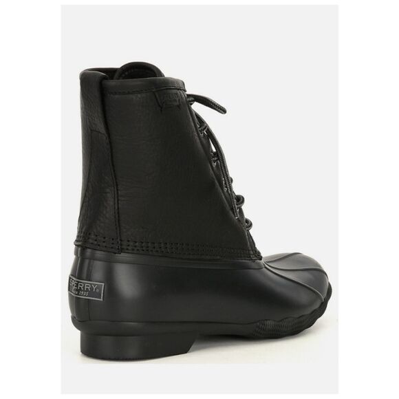Sperry Size 11.5 M SALTWATER Black on Black Leather Duck Boots New Men's Shoes - Picture 4 of 10